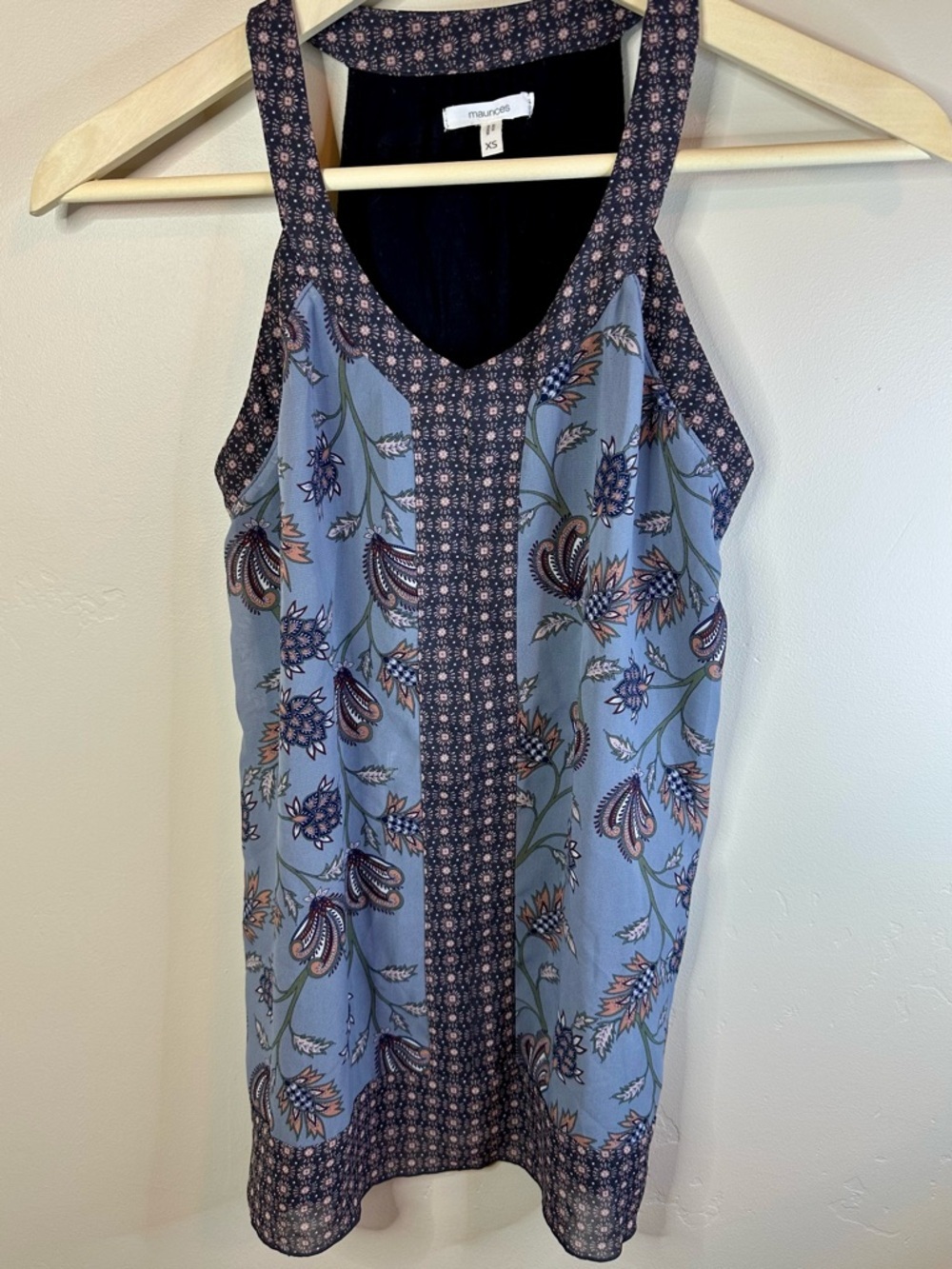 Maurices XS Bohemian Racerback Tank Top with Floral Paisley Print